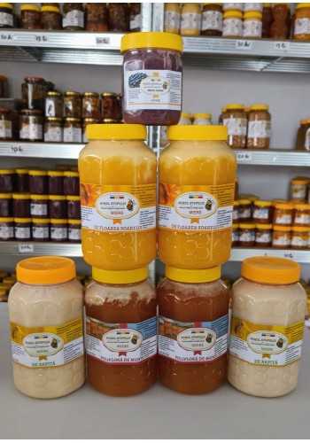 Pachetul ianuariei 6x1kg ( 2kg Rapiță, 2kg Floarea Soarelui,2kg Polifloră de munte) +Cadou 1x250gr miere cremă afine