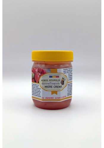 Miere crema cu capsuni liofilizate